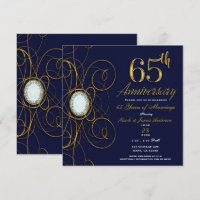 Blue Sapphire & Gold Diamond 65 65th Anniversary