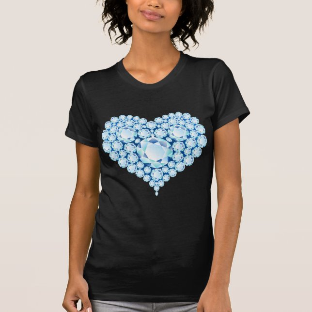 Blue Sapphire Heart Gems T-Shirt (Front)