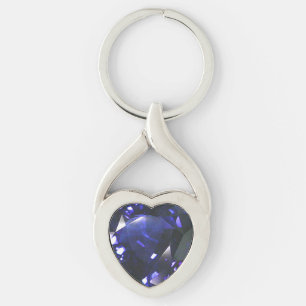 Blue Sapphire Heart Gemstones  Key Ring