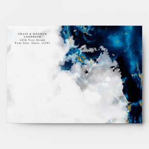 Blue Sapphire Marbled Geode BarefootBride™ Envelope