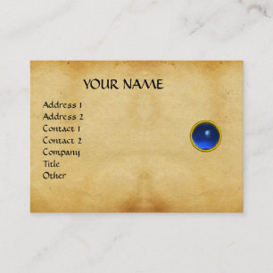 BLUE SAPPHIRE MON ,GREY AGATA parchment, platinum Business Card