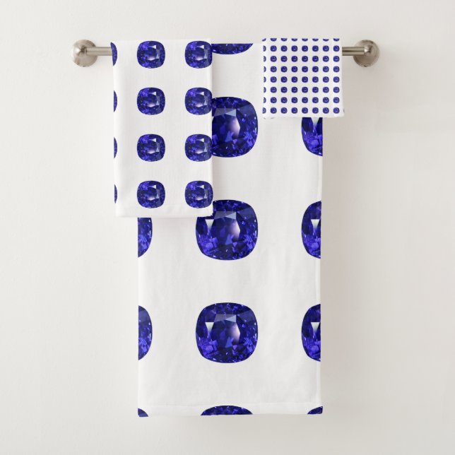 Blue Sapphire Pattern Design Bath Towel Set (Insitu)