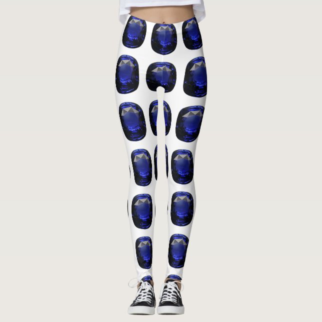 Blue Sapphire Pattern Design Leggings (Front)