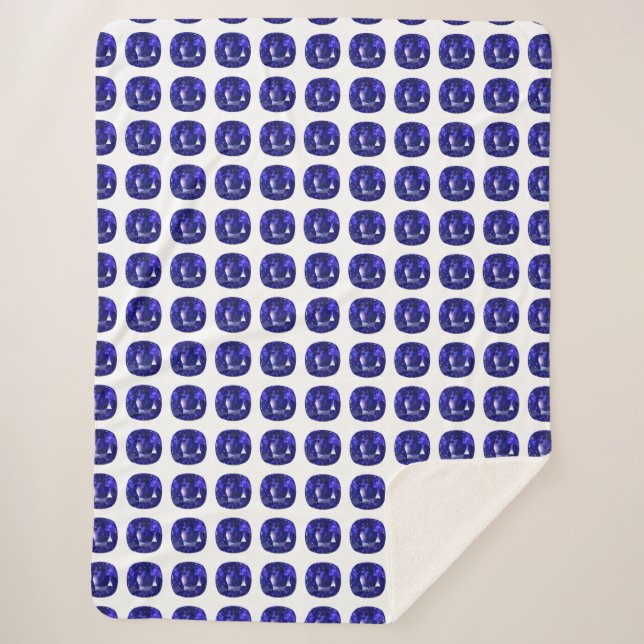 Blue Sapphire Pattern Design Sherpa Blanket (Front)
