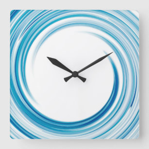 Blue Sapphire Swirl Abstract Art Square Wall Clock