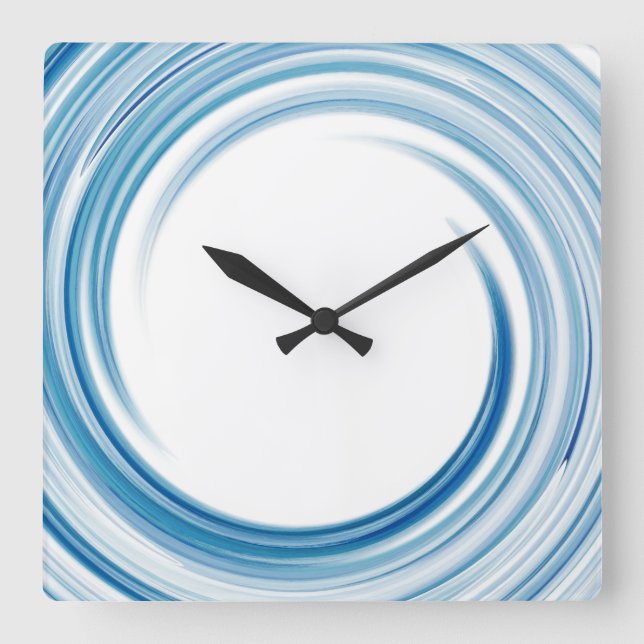 Blue Sapphire Swirl Abstract Art Square Wall Clock (Front)
