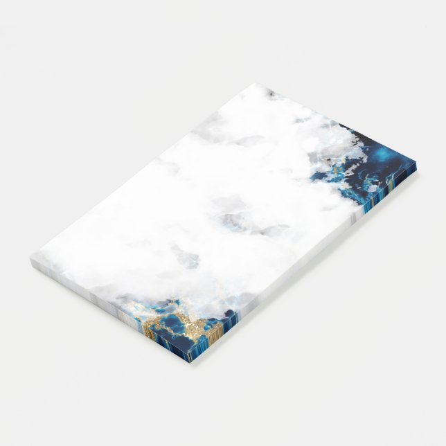 Blue Sapphire Watercolor Geode Post-it Notes (Angled)
