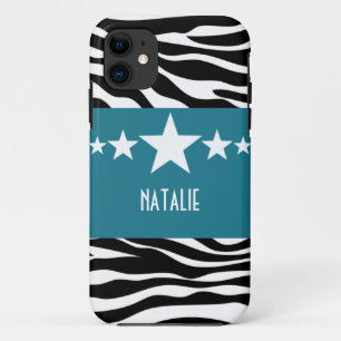 Blue Sassy Star Zebra BT iPhone 5 Case