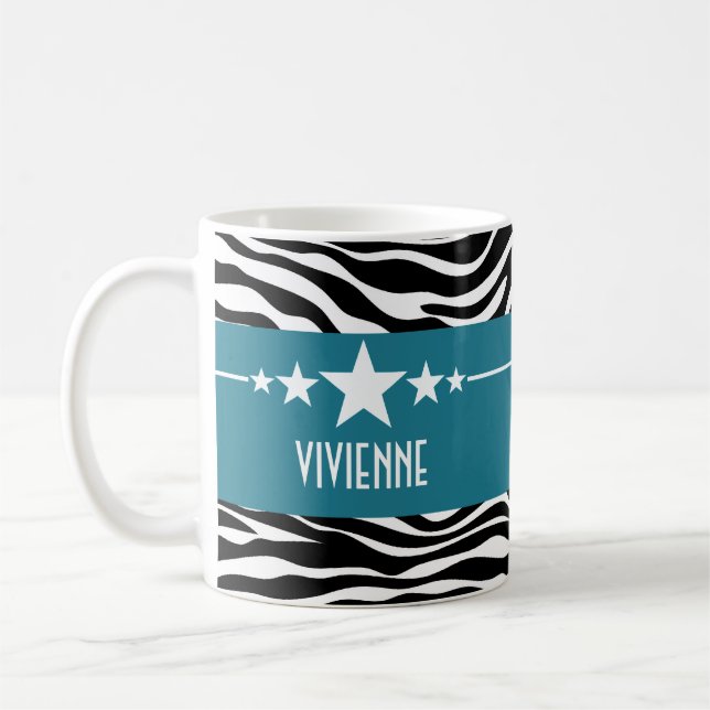 Blue Sassy Star Zebra Mug (Left)