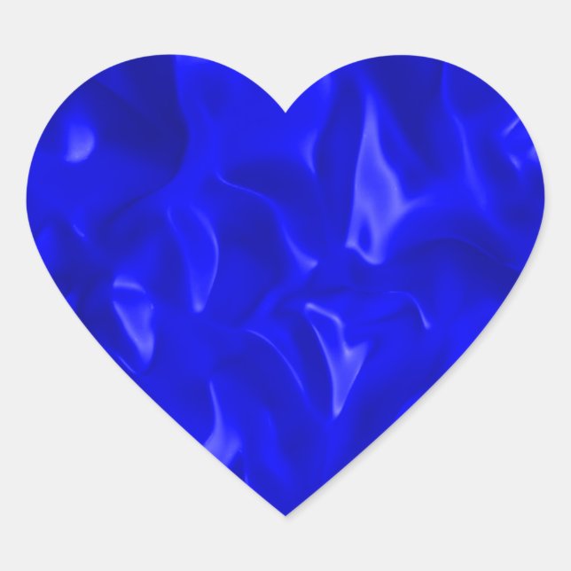 Blue Satin Heart Sticker (Front)