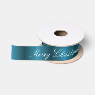 Blue satin merry Christmas Ribbon