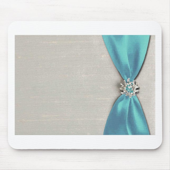 blue satin ribbon with jewel copy mouse mat (Front)