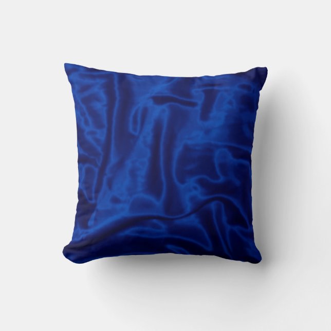 Blue Satin-Square Throw Pillow (Front)