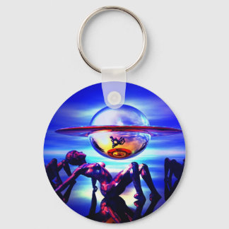 Blue saturn key ring