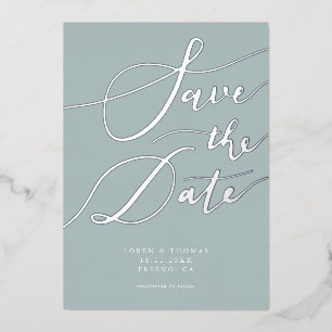 Blue Save The Date Calligraphy