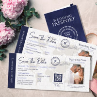 Blue Save the Date Destination Wedding QR code