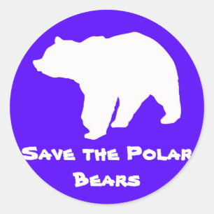 Blue Save the Polar Bears Stickers