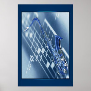 Blue Saxophone Print