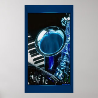 Blue Saxophone Print