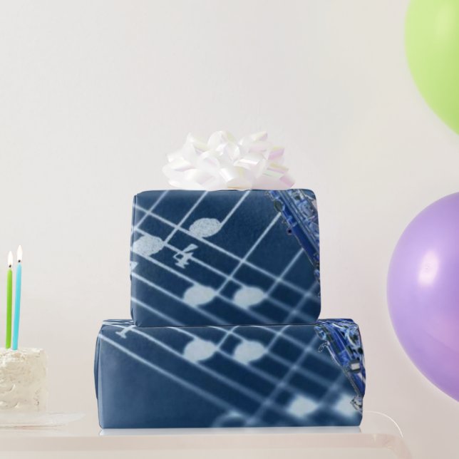 Blue Saxophone Wrapping Paper (Party Gifts)