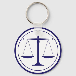 Blue Scales of Justice Silhouette Key Ring