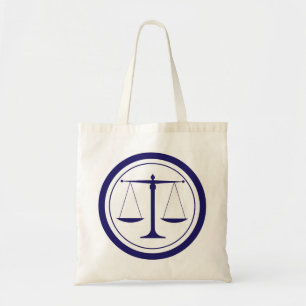 Blue Scales of Justice Silhouette Tote Bag