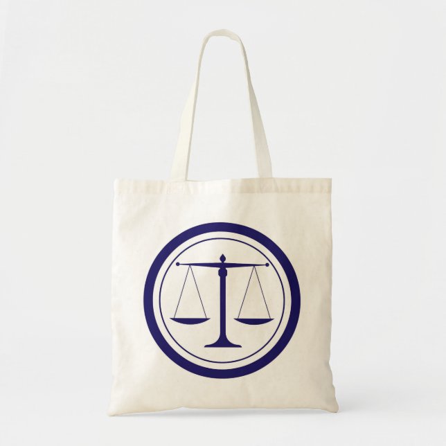 Blue Scales of Justice Silhouette Tote Bag (Front)