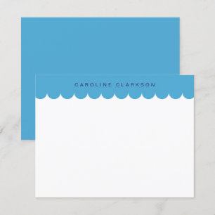 Blue Scallop Border Modern Stationery note card