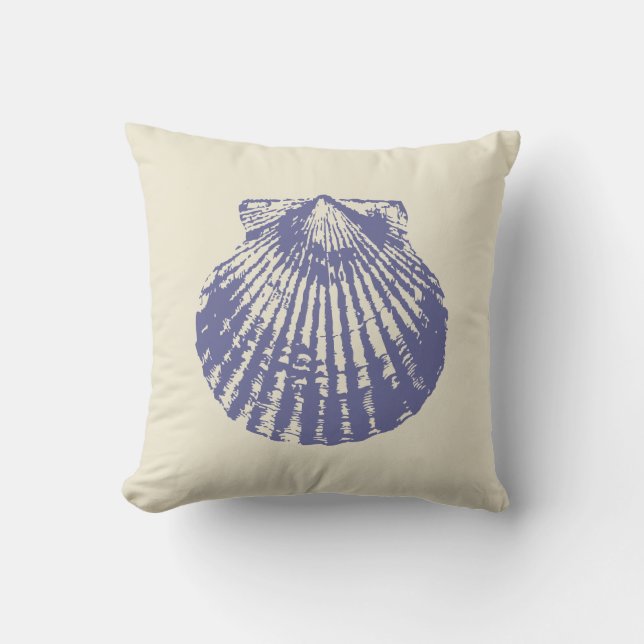 Blue Scallop Shell Cushion (Front)