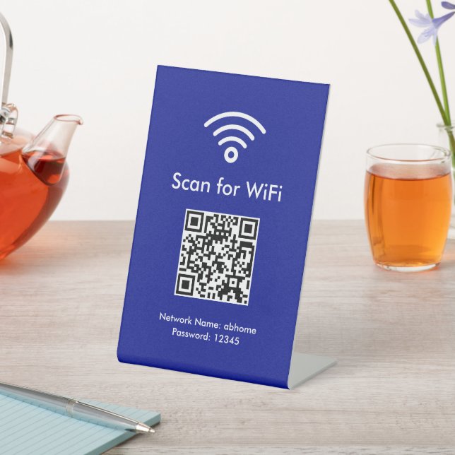 Blue Scan for WiFi Custom QR code Professional Pedestal Sign (In SItu)