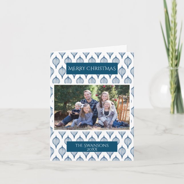 Blue Scandinavian Christmas Photo Holiday Card (Front)