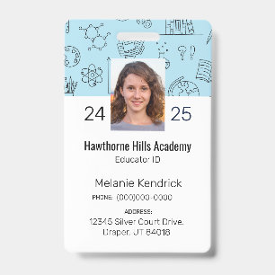 Blue School Icons Homeschool Educator ID Badge