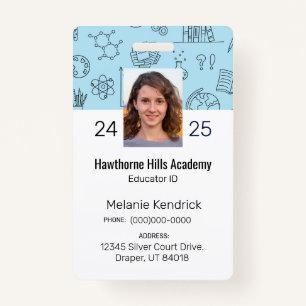 Blue School Icons Homeschool Educator ID Badge