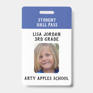 Blue  School teacher or student ID Badge