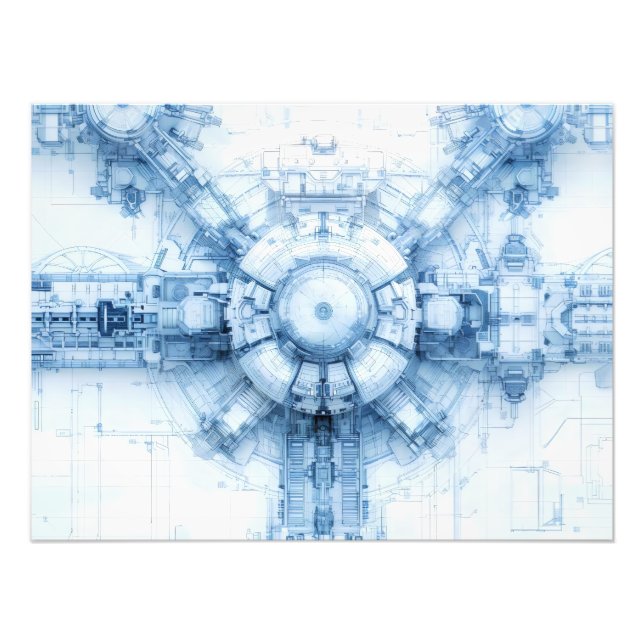 Blue Sci-Fi Space Base Photo Print (Front)