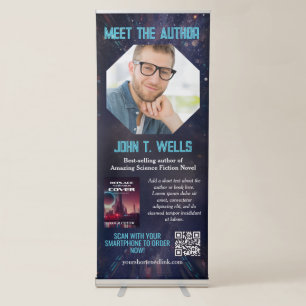 Blue Science Fiction Book Cover Meet the Author Retractable Banner