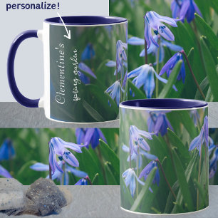 Blue scilla flowers in the spring garden mug