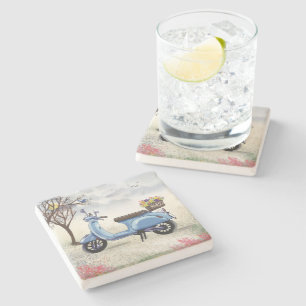 Blue Scooter Stone Coaster