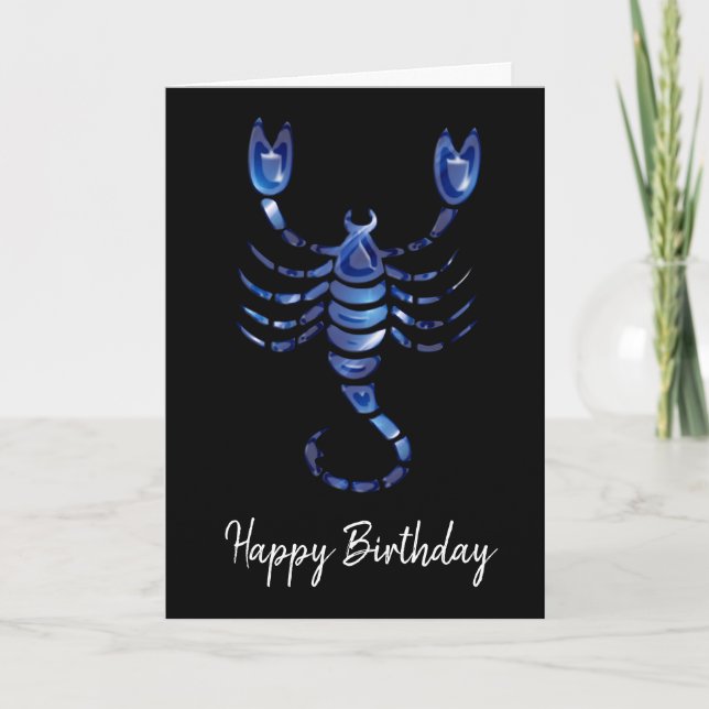 Blue Scorpio Sign Birthday Card (Front)