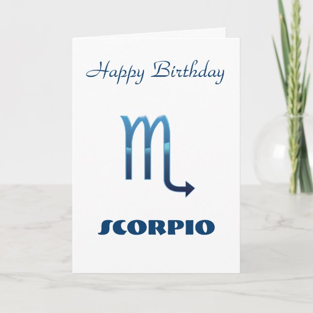 Blue Scorpio Zodiac Sign Birthday Card (Front)