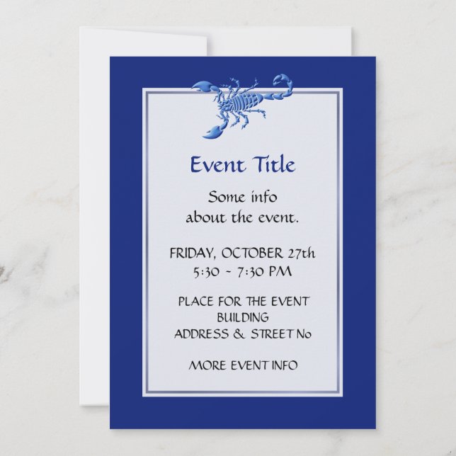 Blue Scorpion Invitation (Back)