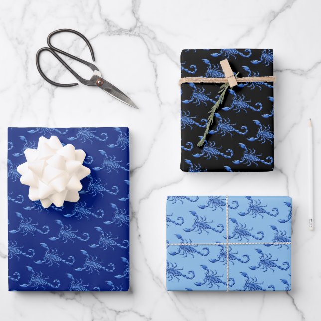 Blue Scorpion Wrapping Paper Sheet (Front)