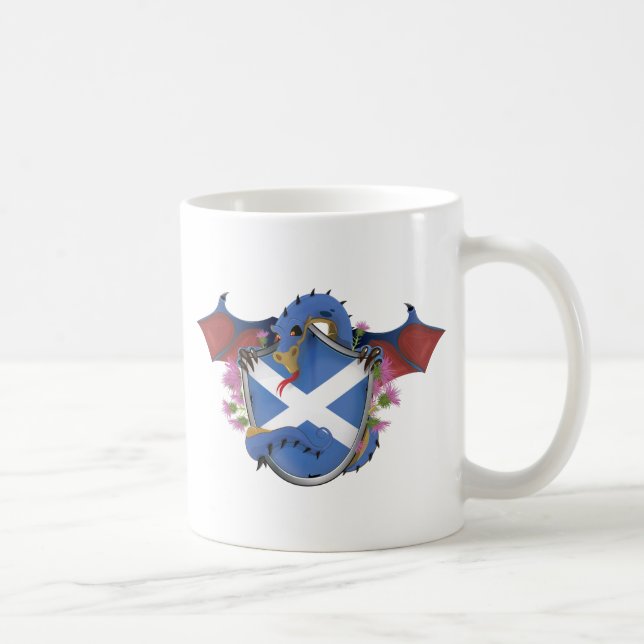 Blue Scottish Dragon  Saint Andrew's Cross Coffee Mug (Right)