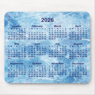 Blue Scratched Ice 2026 Calendar Mouse Mat