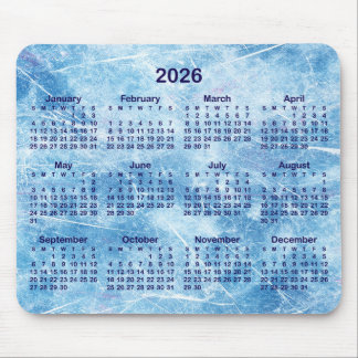 Blue Scratched Ice 2026 Calendar Mouse Mat