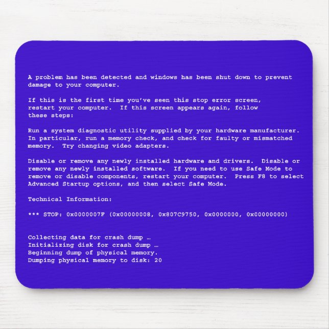 Blue Screen of Death Mouse Mat (Front)