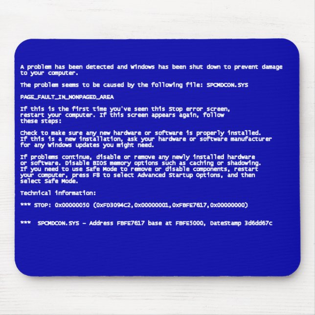 Blue Screen of Death Mouse Mat (Front)