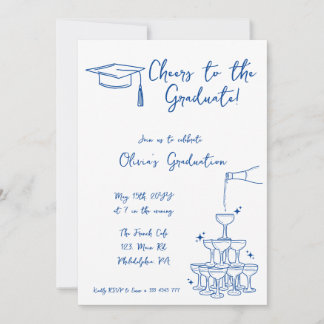 Blue scribble Graduation Invitation announcement