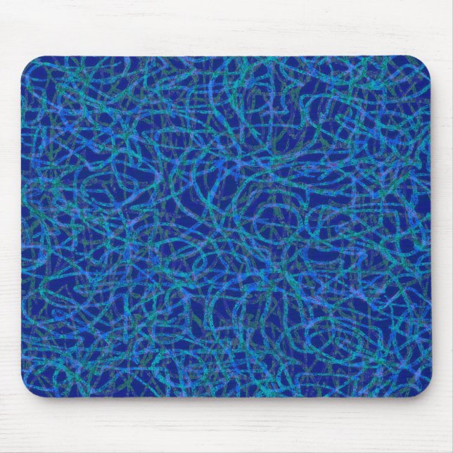 Blue scribbled lines pattern mouse mat (Front)