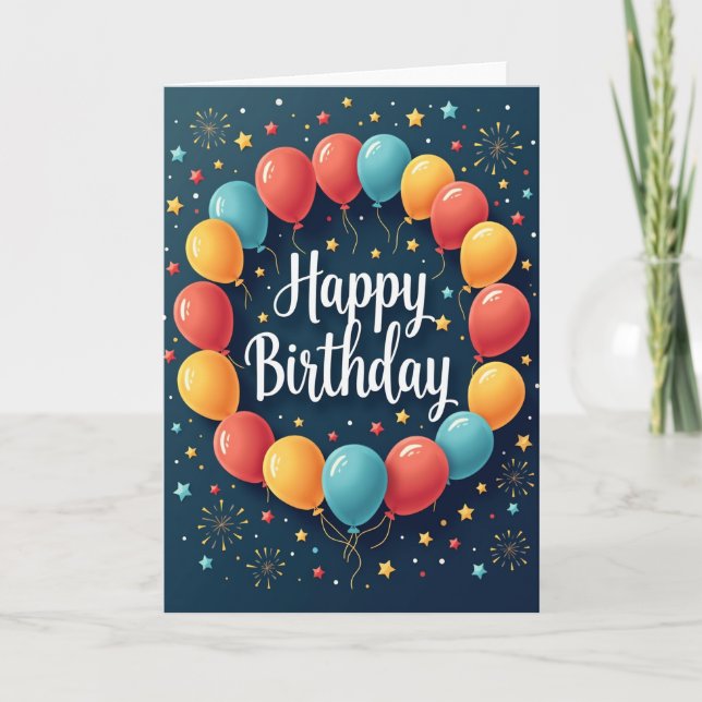 Blue Script Birthday Card (Front)